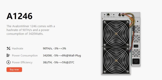 85TH/S Sha-256 A1246 Avalon Miner 75dB 3420 watts